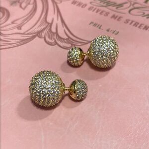Elegant Gold and Silver Rhinestones Stud Earrings